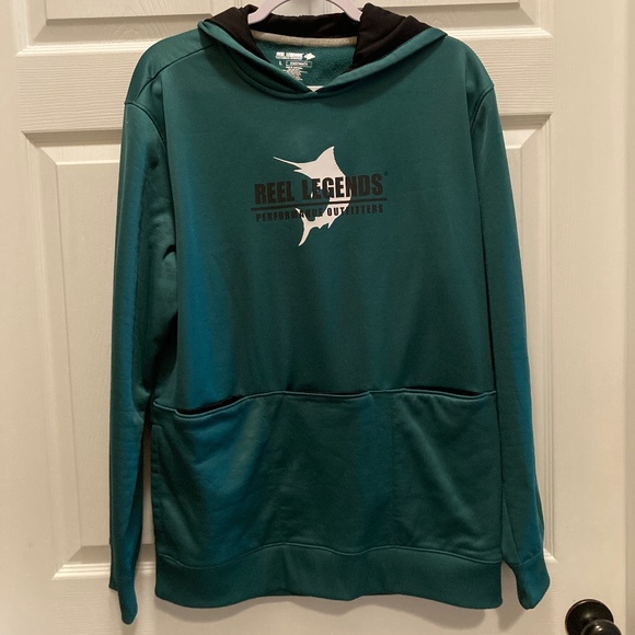 Reel Legends Pullover Hoodie, Firstmate, Hands Free pockets UPF 50 Size L - Picture 1 of 4